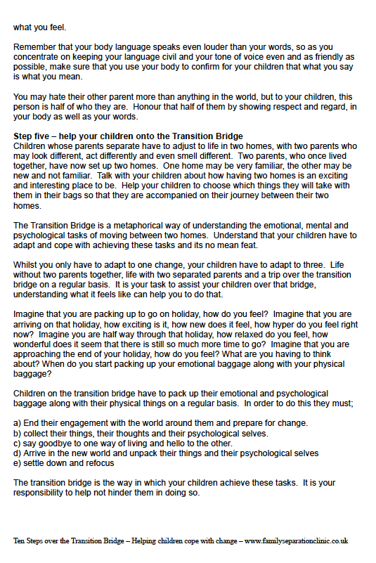 Ten Steps over the Transition Bridge: Supporting shared care arrangements