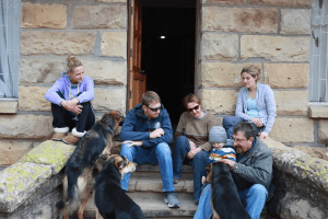 On the sandstone steps 